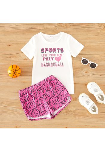 Fashionable Kid Girl Leopard Letter Sports Suits