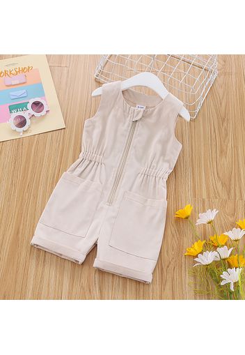 100% Cotton Baby Boy/Girl Solid Sleeveless Zipper Romper