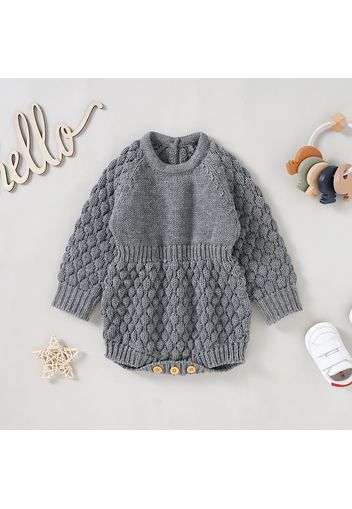 Baby Boy/Girl Solid Cable Knit Long-sleeve Romper