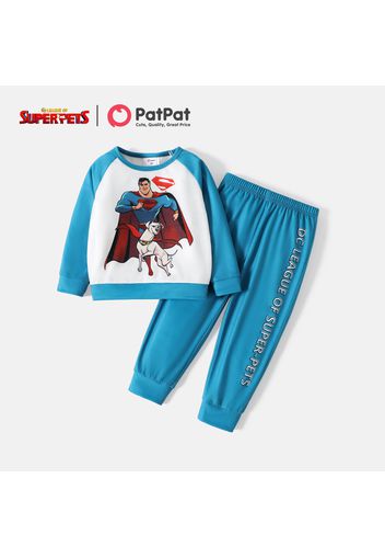 Super Pets 2pcs Toddler Boy Figure Print Sweatshirt and Letter Print Pants Set