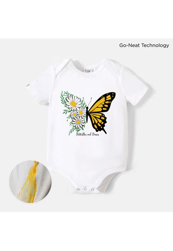 Go-Neat Water & Stain Resistant Eco Baby Girl Butterfly & Letter Print Short-sleeve Romper