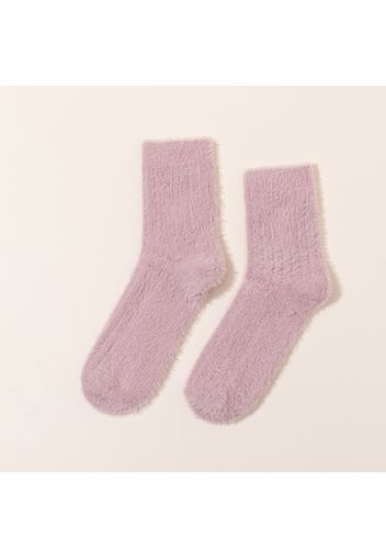 Women Pure Color Autumn Winter Warm Fluffy Socks