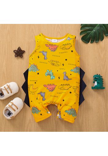 Baby Boy Allover Dinosaur Print Sleeveless Tank Jumpsuit