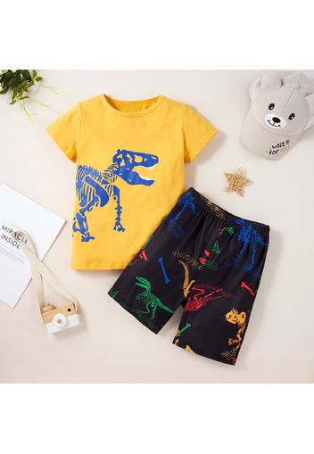 2pcs Kid Boy Short-sleeve Dinosaur Shorts Suit casual Suits