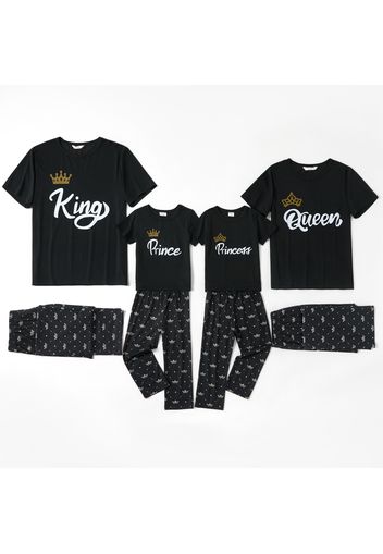 Mosaic Letter Print Family Matching Pajamas Sets（Flame Resistant）