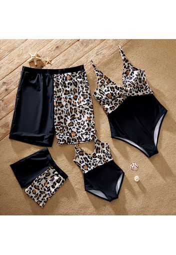 Leopard Panel Family Matching Spliced Swimsuits