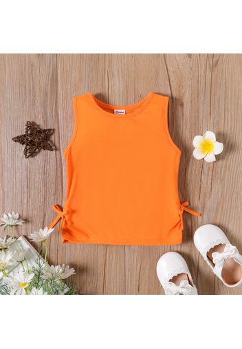 Toddler Girl Solid Color Bowknot Design Sleeveless Tee