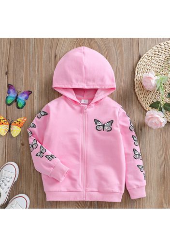 Toddler Girl Butterfly Print Zipper Hoodie Sweatshirt Jacket