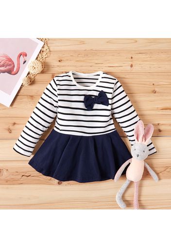 Striped Bowknot Decor Long-sleeve Baby Dress