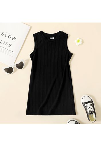 Toddler Girl Solid Color Ribbed Sleeveless Dress