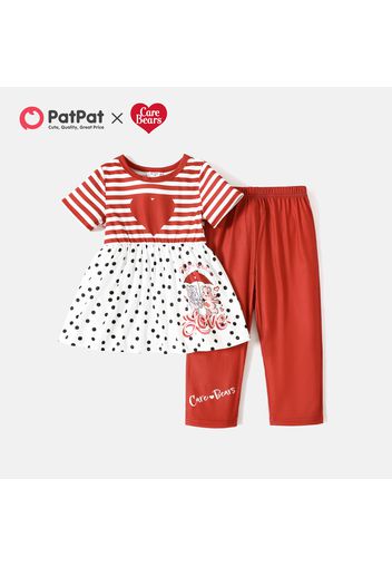 Care Bears 2-piece Toddler Girl Heart Print and Polka Dots Dress and Pants Set