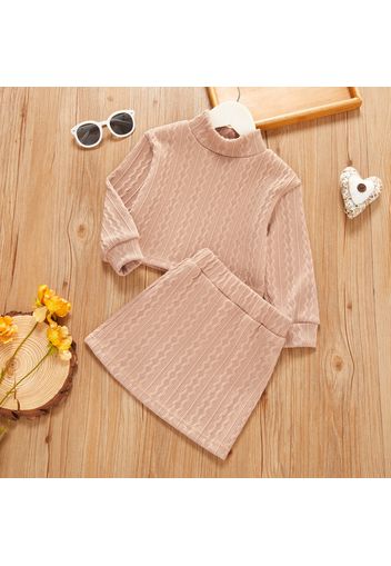 2-piece Toddler Girl Turtleneck Cable Knit Sweater and Skirt Set