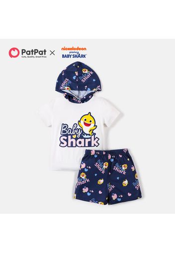 Baby Shark 2-piece Toddler Boy/Girl Heart Print Hooded Tee and Allover Pants Set