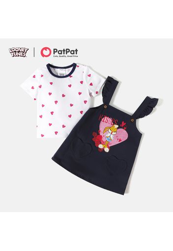 Looney Tunes 2-piece Toddler Girl Heart Print Valentine Top and Denim Dress Set