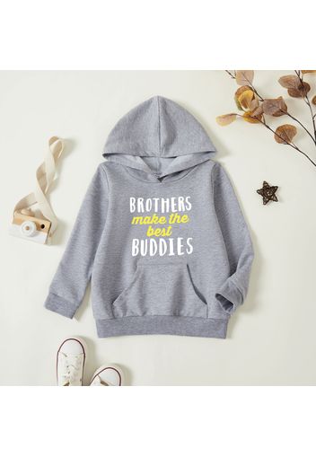 Toddler Boy Graphic Letter Print Long-sleeve Hooded Pullover