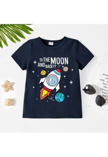 Toddler Graphic Rocket and Stars Print Short-sleeve Tee