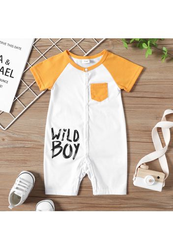 Baby Boy Letter Print Raglan-sleeve Snap Jumpsuit