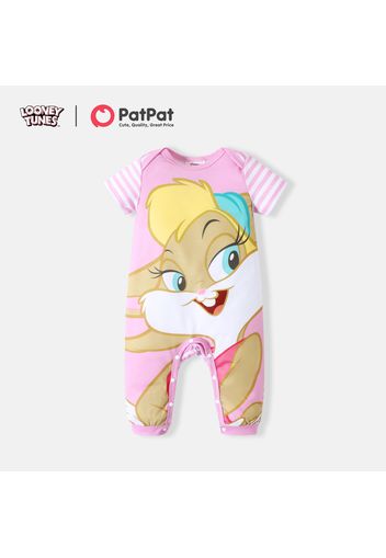 Looney Tunes Baby Boy/Girl Cartoon Animal Print Striped Short-sleeve Jumpsuit