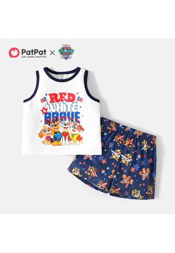 Paw Patrol 2pcs Toddler Boy Letter Print Cotton Tank Top and Allover Print Shorts Set