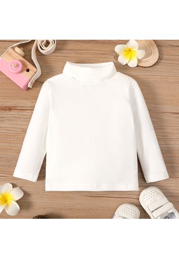 Baby Boy/Girl Cotton Long-sleeve Solid Turtleneck Top