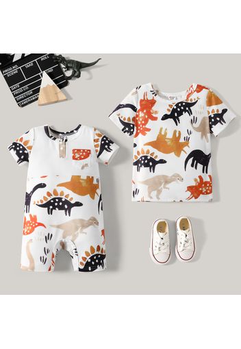 Sibling Matching All Over Dinosaur Print Short-sleeve Sets