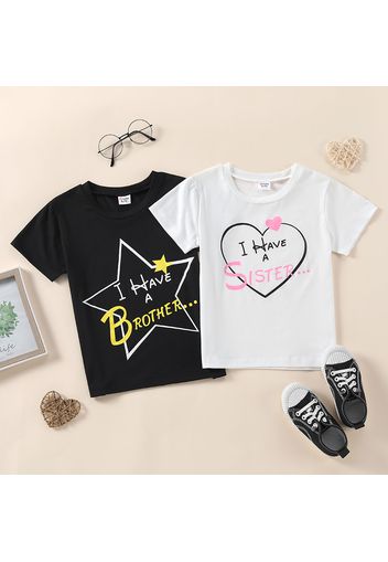 Kid Boy/Kid Girl Stars /Heart Letter Print Short-sleeve Tee