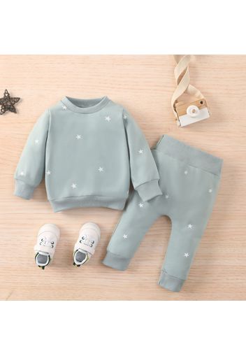 2pcs Baby All Over Polka Dots Long-sleeve Pullover and Trousers Set