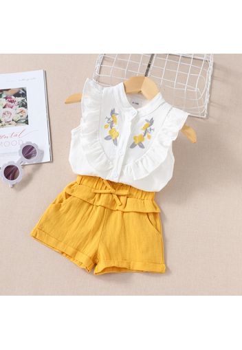 100% Cotton 2pcs Floral Embroidered Baby Set