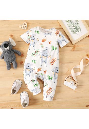 Baby Boy/Girl All Over Koala Print Short-sleeve Jumpsuit