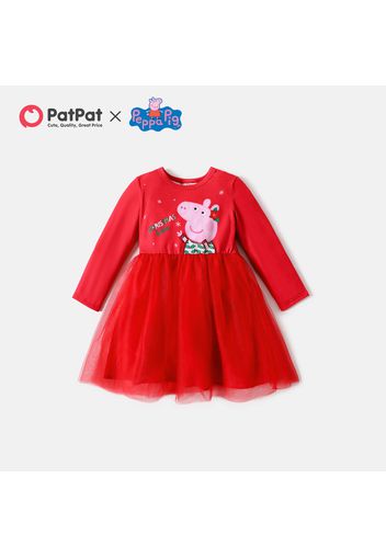 Peppa Pig Toddler  Girl Christmas Snow  Mesh Dress