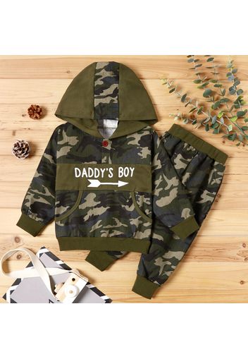 2-piece Baby / Toddler Boy Camouflage Letter Print Hoodie and Sporty Harem Pants Set