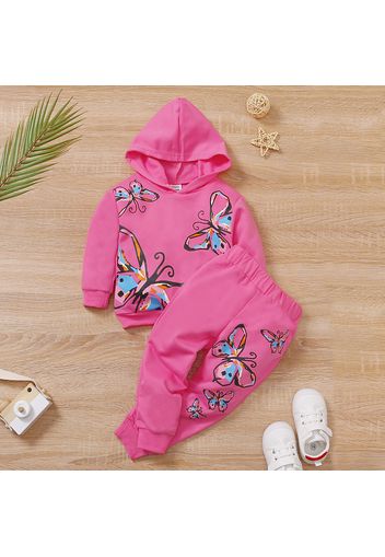 2-piece Toddler Girl Butterfly Print Hoodie Sweatshirt and Pants Set