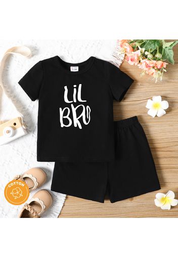 2pcs Baby Boy/Girl 95% Cotton Short-sleeve Letter Print T-shirt with Shorts Set