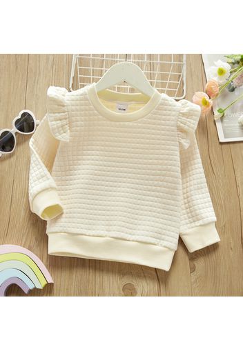 Toddler Girl Textured Ruffled Solid Pullover Sweatshirt