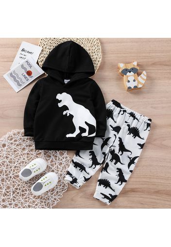 2pcs Baby BoY Dinosaur Print Long-sleeve Hoodie and Pants Set