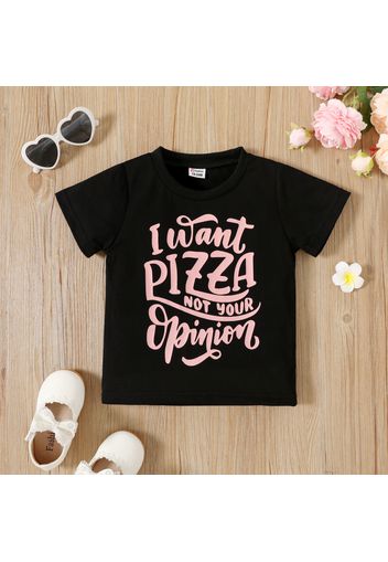 Toddler Girl Letter Food Print Short-sleeve Tee