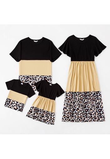 Leopard Print Splice Short-sleeve Family Matching Sets