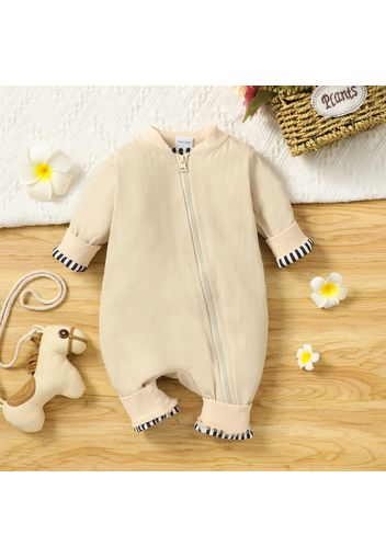 Baby Boy/Girl Cartoon Lion Print Long-sleeve Zip Jumpsuit