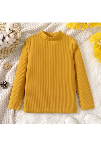 Kid Boy/Kid Girl Solid Color Ribbed Mock Neck Long-sleeve Sweater