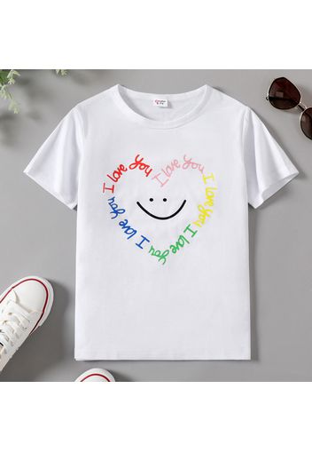 Kid Boy/Kid Girl Letter Face Emojis Print Casual Tee