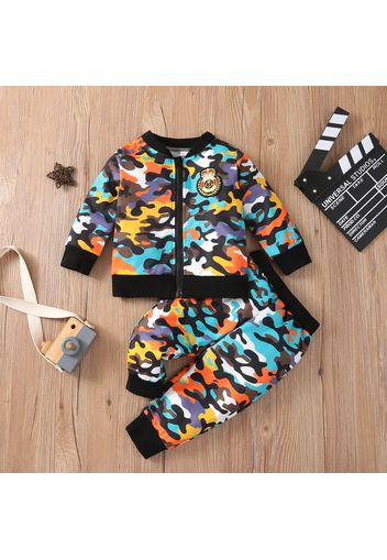 2pcs Baby Multi-color Camouflage Print Long-sleeve Jacket and Trousers Set