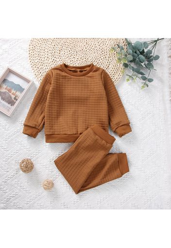 2-piece Toddler Boy Textured Solid Pullover and Pants Set