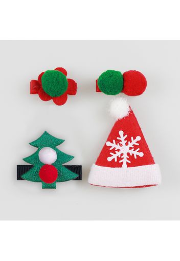 4-pack Women Christmas Hair Clip Christmas Tree Christmas Hat Decor Hair Clip Hair Accessories for Christmas Party Supplies