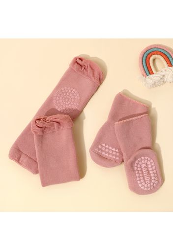 2-pack Baby / Toddler Pure Color Thick Terry Socks and Knee Pad Set for Crawling