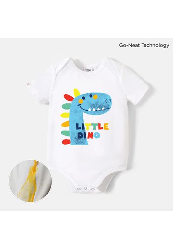 Go-Neat Water & Stain Resistant Eco Baby Boy/Girl Colorful Dinosaur & Letter Print Short-sleeve Romper