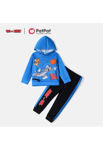 Tom and Jerry 2pcs Toddler Boy Letter Balls Print Hoodie Sweatshirt and Colorblock Pants Set