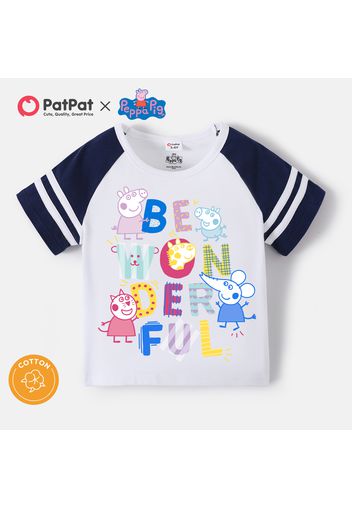 Peppa Pig Toddler Boy/Girl Colorblock Rainbow and Letter Print Cotton Tee