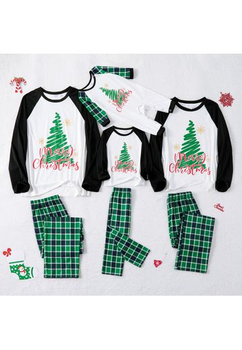 Family Matching Christmas Tree and Plaid Print Long-sleeve Pajamas Set(Flame Resistant)