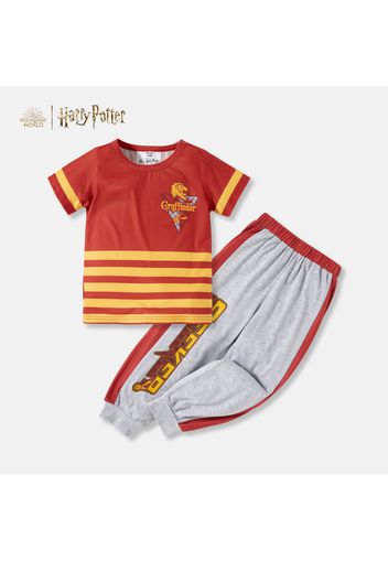 Harry Potter 2pcs Kid Boy Letter Print Striped Short-sleeve Tee and Colorblock Pants Set