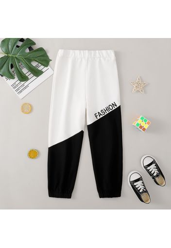 Kid Boy Letter Print Colorblock Casual Pants